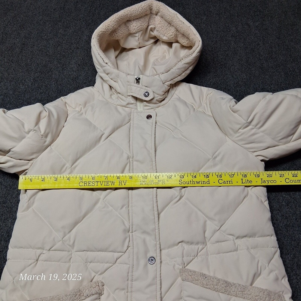 Lauren Ralph Lauren Down Filled Parka Jacket Women Sz Medium Creme Hooded - Picture 3 of 11